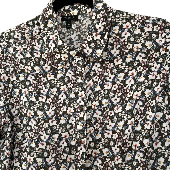 Talbots Women's Long Sleeve Button Down Floral Print Blouse Size Medium - Picture 2 of 6